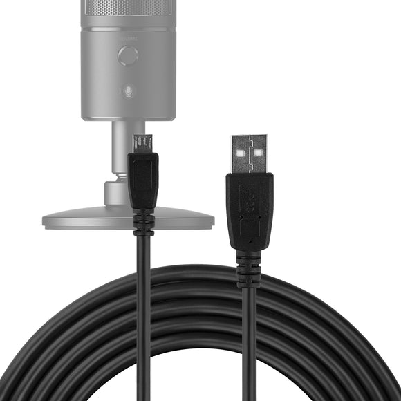 Geekria for Creators USB A to Micro USB Microphone Cable 9 ft / 280 CM, Compatible with Razer Seiren X, Seiren Emote, Mic Cord (Black)