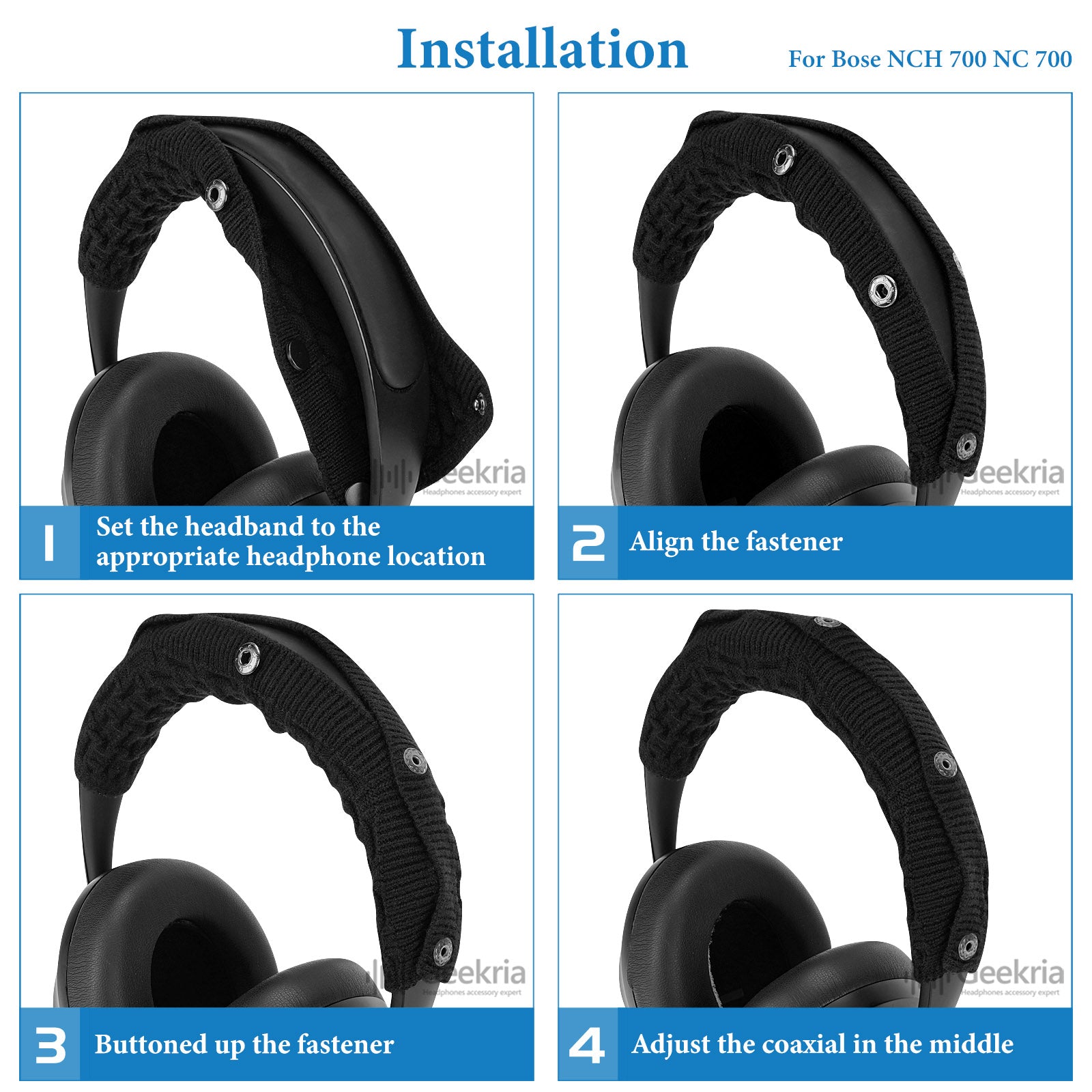 Geekria Knit Fabric Headband Cover Compatible with Bose NCH 700, NC700