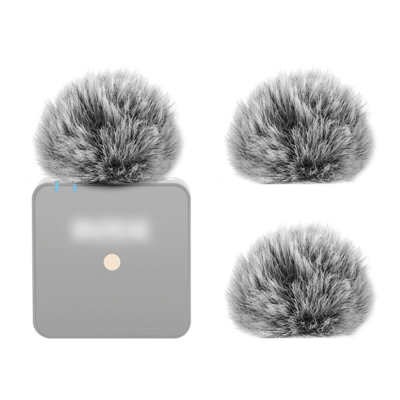 Geekria for Creators Furry Windscreen Compatible with RODE Wireless GO, Mic DeadCat Wind Cover Muff, Windbuster, Windjammer, Fluff Cover Windshield (Grey / 3 Pack)