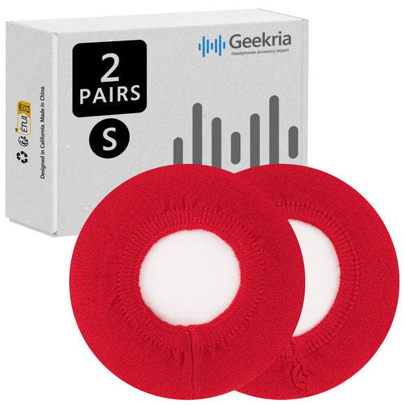 Geekria 2 Pairs Knit Fabric Headphones Ear Covers, Washable & Stretchable Sanitary Earcup Protectors for On-Ear Headset Ear Pads, Sweat Cover for Warm & Comfort (Size S / Red)