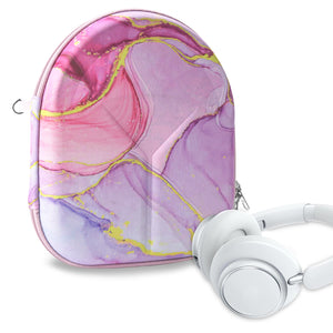 Geekria NOVA Headphones Case Compatible with Soundcore Space One, Q45, Life Q35, Life Q30, Q20i, Life Q20+, Life Q20 Case, Replacement Hard Shell Travel Carrying Bag (Pink Marble)