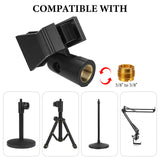 Geekria for Creators Universal Microphone Clip Holder, Adjustable Mic Mount with 5/8" Male to 3/8" Female Screw Adapter, Compatible with Shure SM57, SM58, SM58S (Black / 2 Pack)