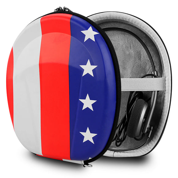 Geekria Shield Headphones Case for Truck Driver Headset, Replacement Hard Shell Travel Carrying Bag, Compatible with Blue Parrott B650-XT, B550-XT, B450-XT, B350-XT, B250-XT Headsets (US Flag)