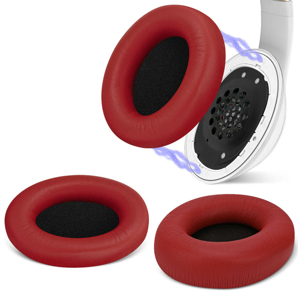 Geekria SNAP Magnetic Ear Pads for Beats Studio 3 Wireless, Studio 2 Wireless, Studio 2 Wire Magnetic Easy Switch Ear Cushions, Exchange Earpads in Seconds (Red Protein Leather, 1 Pair)