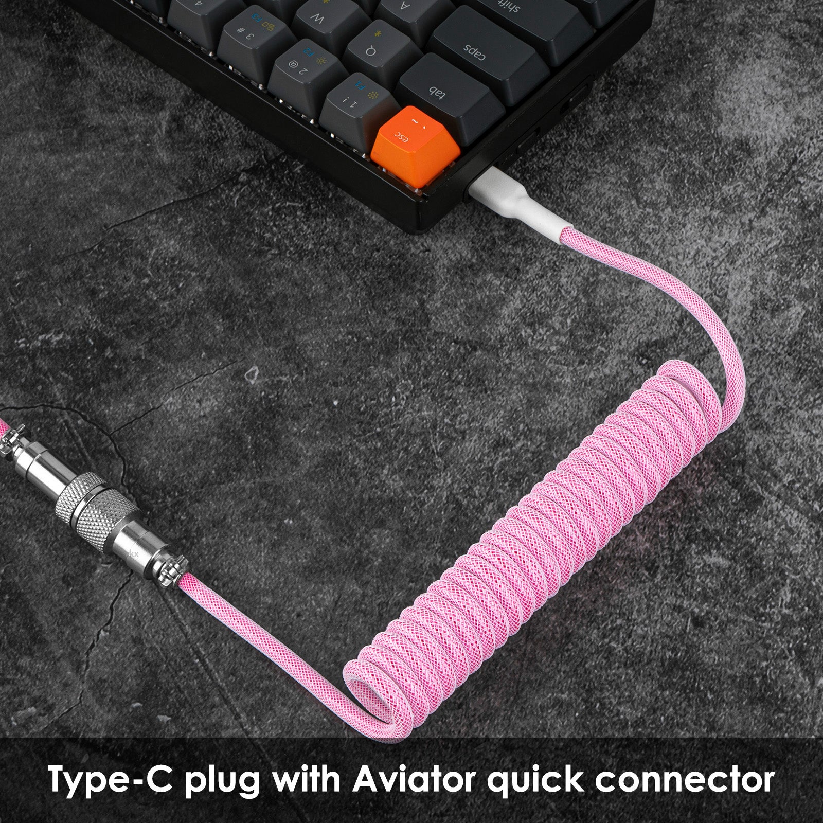 Geekria Coiled USB-C Gaming Keyboard Cable With Aviator Connector, 5