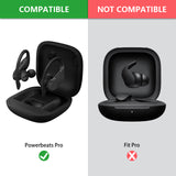 Geekria PC Case Cover Compatible with Beats Powerbeats Pro True Wireless Earbuds, Earphones Skin Cover, Protective Carrying Case with Keychain Hook, Charging Port Accessible (Marble Black Gold)