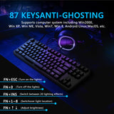 Geekria Mechanical Illuminated Keyboard, Mechanical Switches, Strong Adjustable Tilt Legs, Tenkeyless, 87 Keys, USB Corded, White Backlighting, Windows/Linux/Mac (Brown Switches)