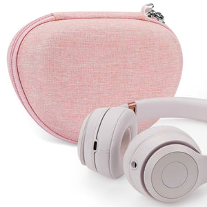 Geekria NOVA Headphone Case Compatible with Beats Solo 4/3/2, Solo Pro, Replacement Hard Shell Travel Carrying Bag with Cable Storage (Pink)