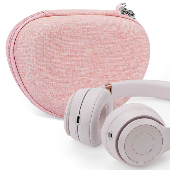 Geekria NOVA Headphone Case Compatible with Beats Solo 4/3/2, Solo Pro, Replacement Hard Shell Travel Carrying Bag with Cable Storage (Pink)