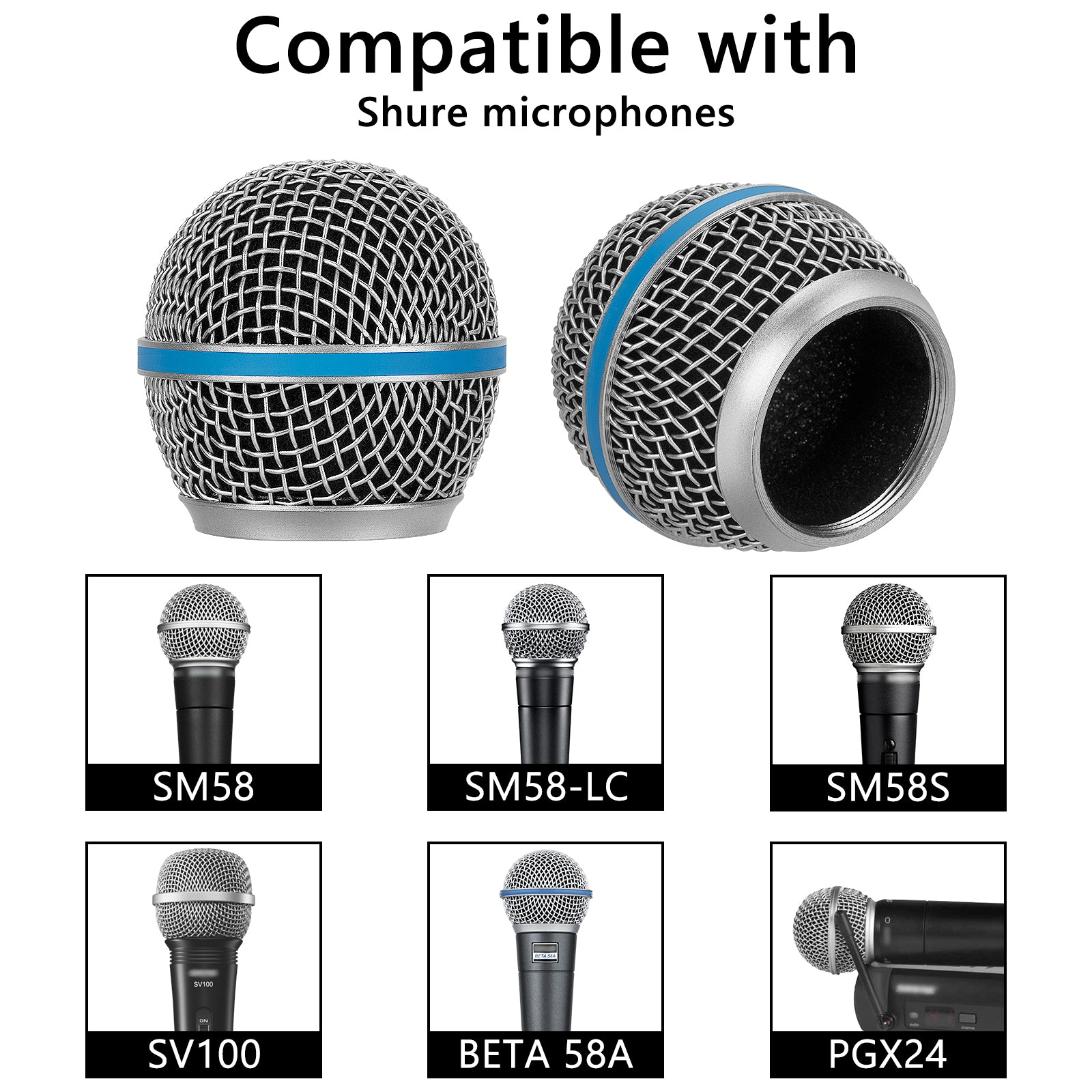 Geekria for Creators Microphone Replacement Grille for Shure SM58 SM5