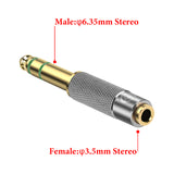 Geekria 6.35mm (1/4") Male to 3.5mm (1/8") Female Jack Stereo Headphones Plug, Aluminum Alloy, Gold Plated Adapter