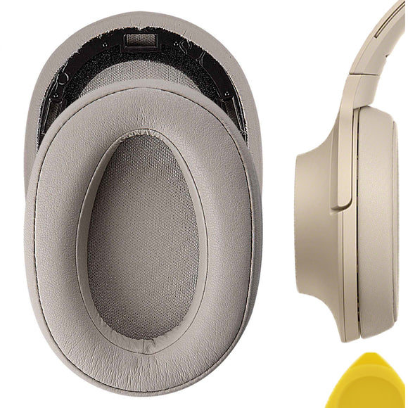 Geekria QuickFit Replacement Ear Pads for Sony MDR-100ABN WH-H900N Headphones Ear Cushions, Headset Earpads, Ear Cups Cover Repair Parts (Gold)