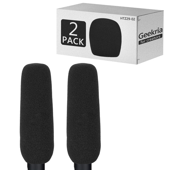 Geekria for Creators Foam Windscreen for 3/4'' (2 CM) Diameter Microphones, Antipop Foam Cover, Mic Wind Cover, Sponge Foam Filter Compatible with Audio-Technica AT875R (4.7 Inch / 2 Pack)