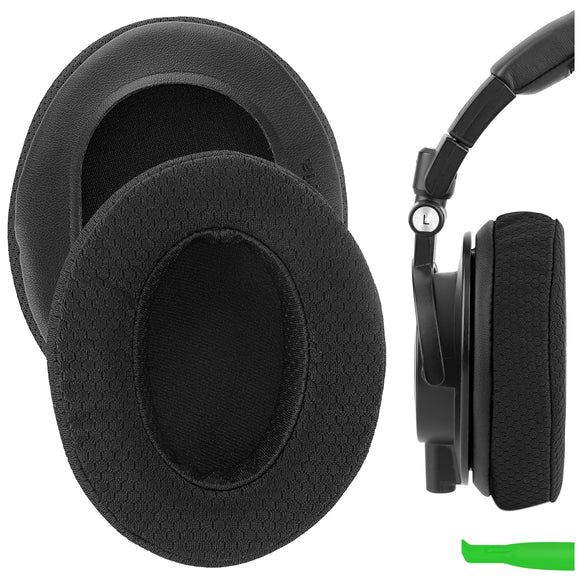 Geekria Comfort Extra Thick Mesh Fabric Replacement Ear Pads for ATH M50X, M50XBT, M60X, M50XBT2, M50, M40X, M30, M20, M10 Headphones Ear Cushions, Headset Earpads, Ear Cups Repair Parts (Black)