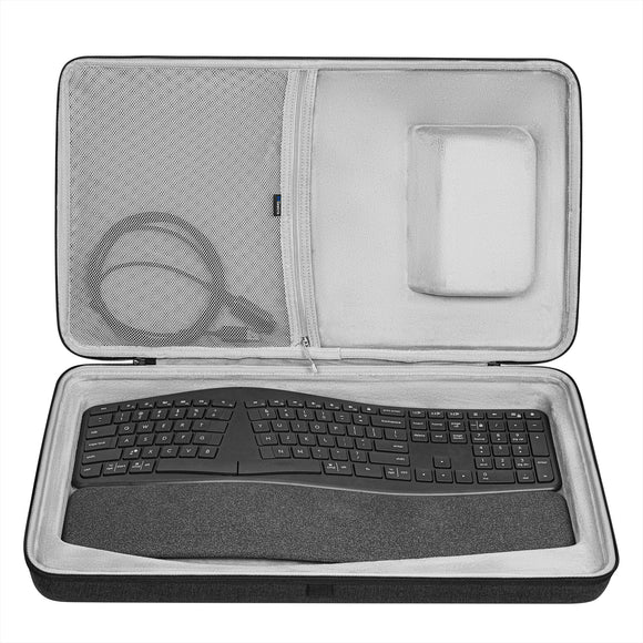 Geekria Hard Shell Travel Carrying Keyboard Case, Compatible with Logitech ERGO K860 Wireless Ergonomic Keyboard, ERGO K860 and MX Master 3S Mouse Case Combo (Dark Grey)