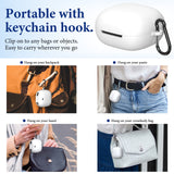 Geekria Silicone Case Cover Compatible with ATH-CKS50TW2 True Wireless Earbuds, Protective Earphones Skin Cover with Keychain Hook, Charging Port Accessible (White)
