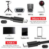 Geekria for Creators Micro USB to USB C Microphone Cable 4.9ft / 1.5m, Compatible with Shure MV7, MV88+, MV5, MV51, MVi Mic Cord (Black)