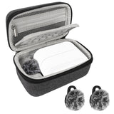 Geekria for Creators Microphone Carrying Case Compatible with Hollyland Lark M2S Charging Case with 2 Packs Windscreen Muff, Mic Hard Shell Travel Bag, Portable Bag with Windshield (Grey)