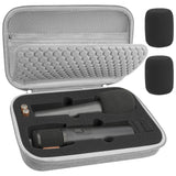 Geekria for Creators Wireless Microphone Case Compatible with JBL Wireless Two Microphone System & JBL PartyBox, Bietrun, Handheld Dual Mic Travel Bag with 2 Mic Covers (Grey)