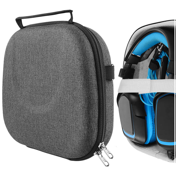 Geekria Shield Headphones Case Compatible with Logitech G430, G432, G230, G933S, G633, G633, G35 Gaming Headsets Case, Replacement Hard Shell Travel Carrying Bag with Cable Storage (Dark Grey)