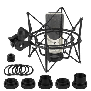 Geekria for Creators Microphone Shock Mount Compatible with Sennheiser MK4, MK8, TLM49, TLM103-MT, TLM107, Mic Anti-Vibration Suspension Adapter Clamp Mic Holder Clip (Black / Metal)