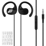Geekria 3.5mm Sport Earbuds with DIY Sticker Pack, Wired Over-Ear Hook Headphones, Secure Fit Sweat-Resistant Earphones for Running, Gym, Workout(Black / 4.9FT)