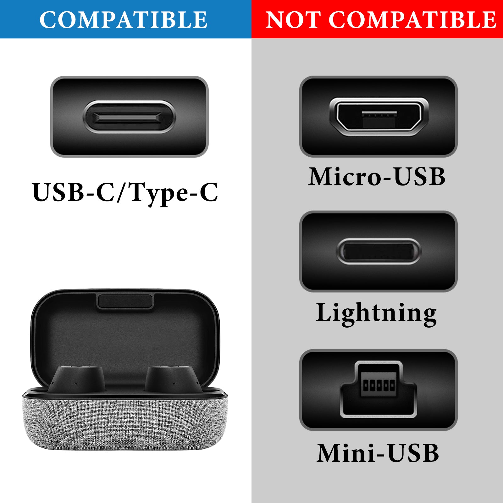 GEEKRIA Apollo - Cavo di ricarica per Appl AirPod Max, AirPod Pro, AirPod 2, AirPod, B S0lO Pro, PB, BTSx, Appl MFi certificato USB-A a cavo di ricarica (nero 1FT