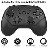 Geekria Mini Wireless Controller, Compatible with Switch OLED, Switch, Switch Lite, Android Devices and PC, Portable Gaming System Gaming Controller, Auto Turbo Function (Black)