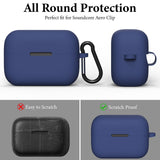 Geekria Silicone Case Cover Compatible with Soundcore by Anker AeroClip True Wireless Earbuds, Protective Earphones Skin Cover with Keychain Hook, Charging Port Accessible, Durable (Blue)