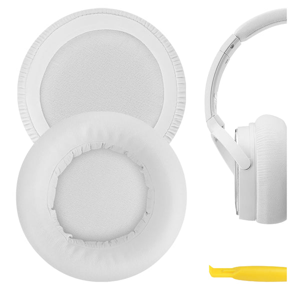Geekria QuickFit Replacement Ear Pads for Audio-Technica ATH-WS550, ATH-WS550IS Solid Bass Headphones Ear Cushions, Headset Earpads, Ear Cups Cover Repair Parts (White)