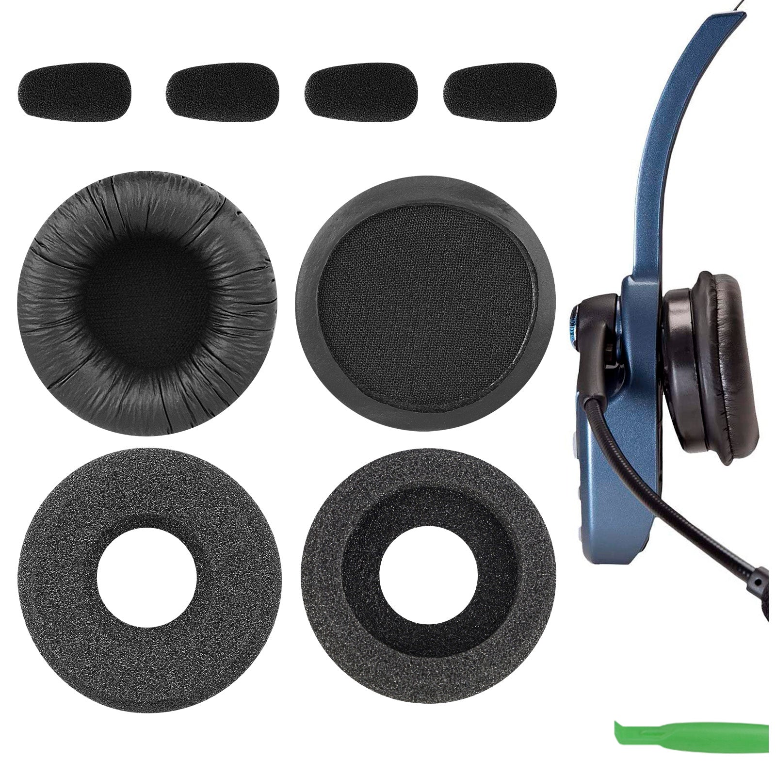 Geekria QuickFit Leatherette Foam Replacement Earpads Mic Windscre