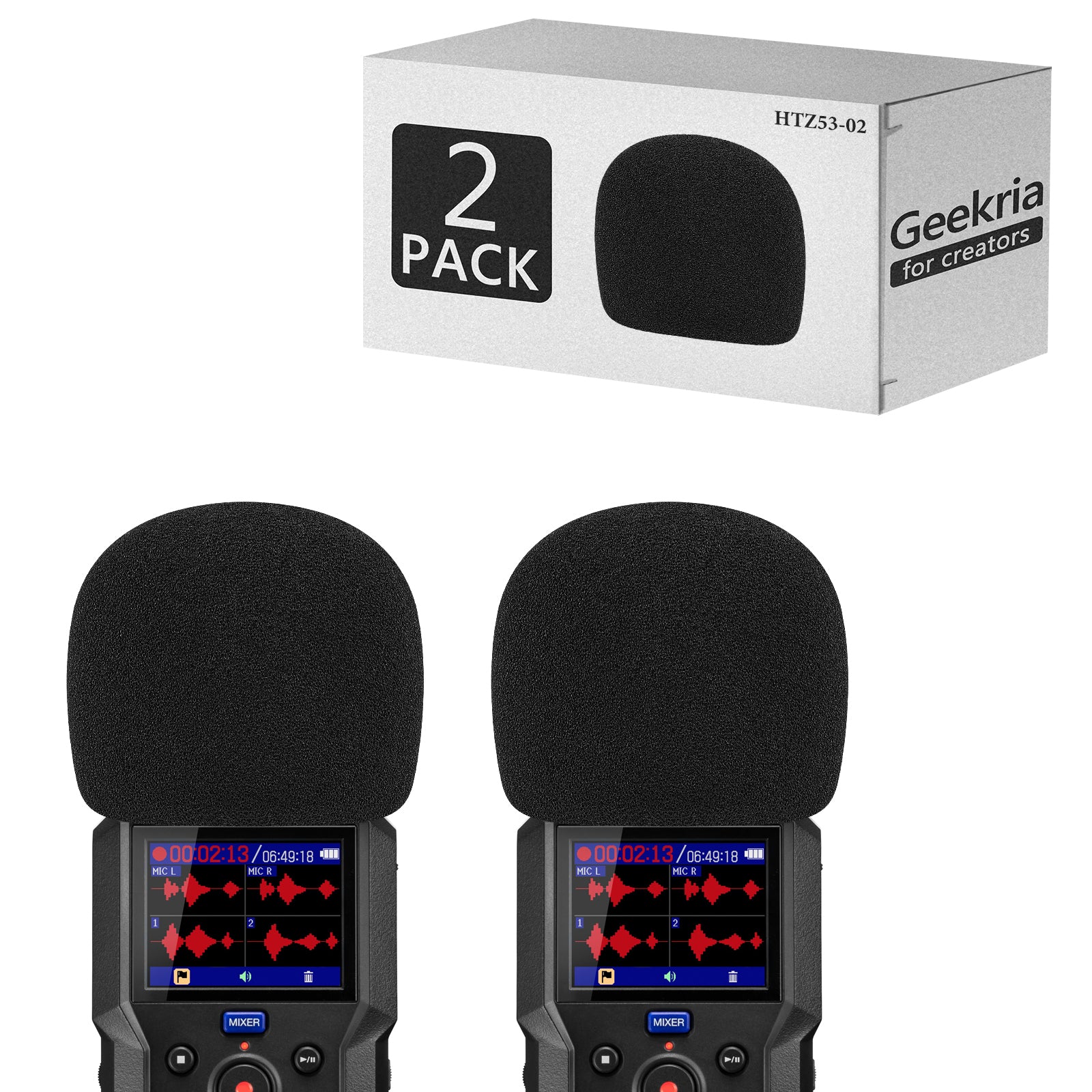 Geekria Lot De 2 Pare-Brise En Mousse Pour Zoom H2N H4N - Protection Anti-Vent Microphone