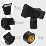 Geekria for Creators Universal Microphone Clip Holder, Adjustable Mic Mount with 5/8" Male to 3/8" Female Screw Adapter, Compatible with Shure SM57, SM58, SM58S (Black / 2 Pack)