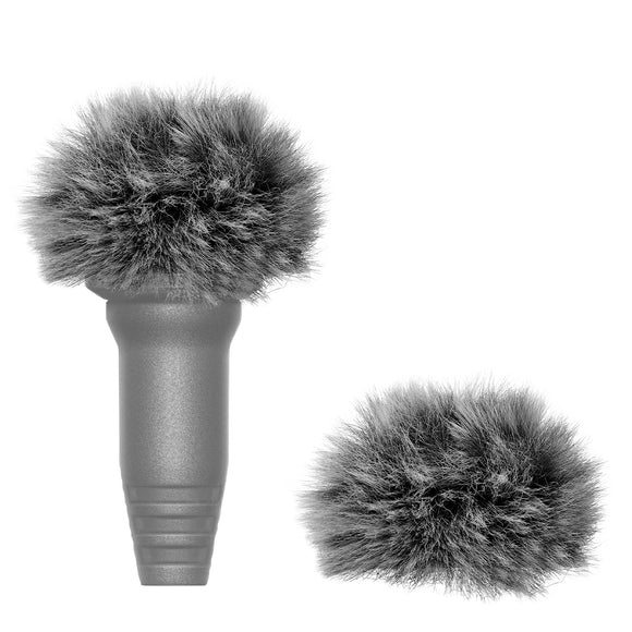 Geekria for Creators Furry Windscreen for 0.3'' (8mm) Diameter Microphones, Mic DeadCat Wind Cover Muff, Fluff Cover Windshield Compatible with Sennheiser ME2 (Grey / 2 Pack)