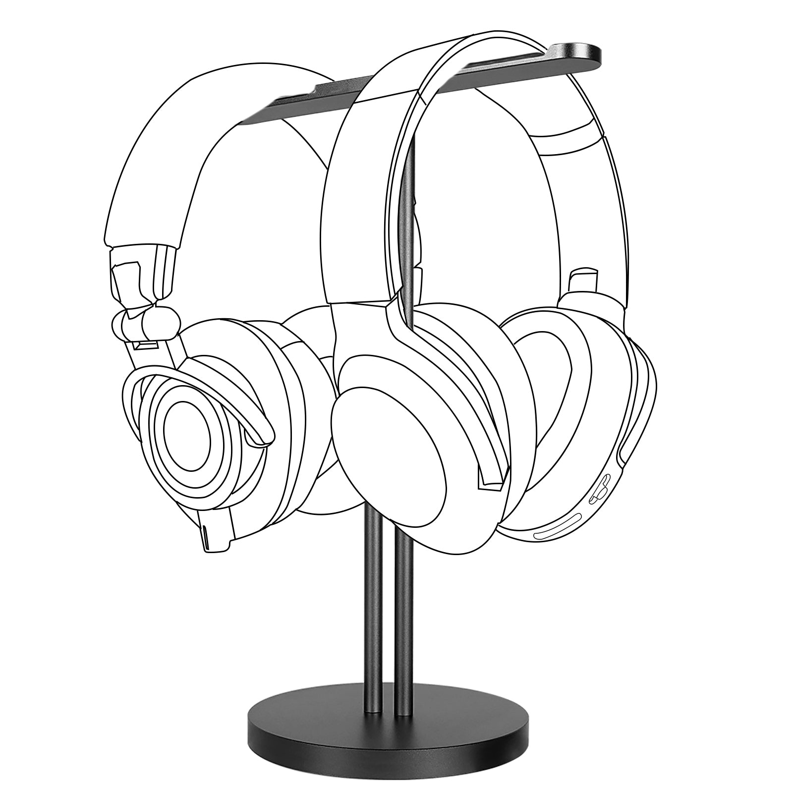 Geekria Aluminum Alloy Dual Headphones Stand for Over-Ear Headphones,