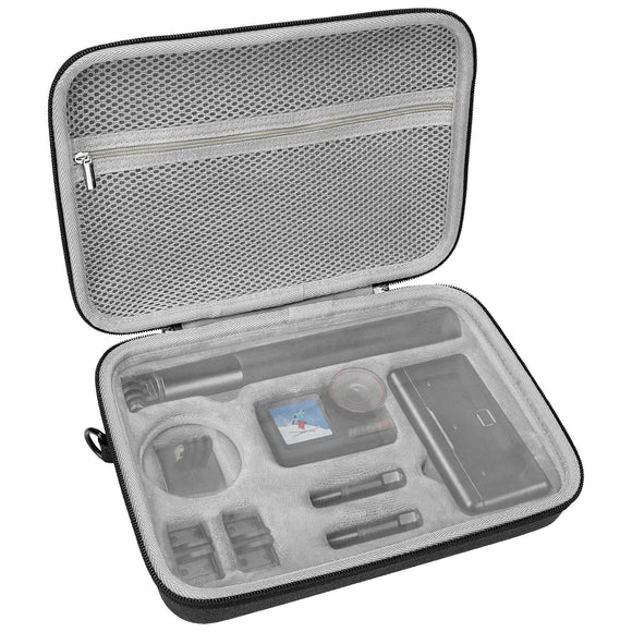 Geekria Action Camera Protective Case Carrying Case, Compatible with DJI Osmo Action 5 Pro/4/3 Action Camera, Travel Storage Bag with Cable Storage (Dark Grey)