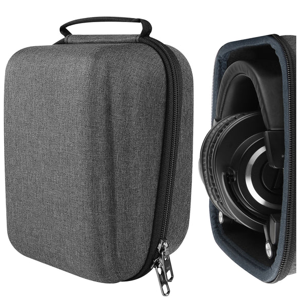 Geekria Shield Case Compatible with Audio-Technica ATH-M50XBT2, ATH-M50X, ATH-M40X Headphones, Replacement Protective Hard Shell Travel Carrying Bag with Cable Storage (Dark Grey)