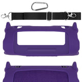 Geekria Silicone Speaker Case Cover Compatible with JBL Charge 6, Protective Soft Skin, Replacement Portable Speakers Travel Carrying Sleeve with Shoulder Strap (Purple)