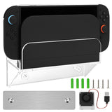 Geekria Acrylic Wall Mount Cooling Dock for Nintendo Switch 2/ OLED with Quiet Fan, Drill & Adhesive Mounting Options, Vertical Space-Saving Stand (Clear)