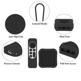 Geekria Protective Case Compatible with Apple TV 4K (3rd Generation) - Lightweight (Anti Slip) Shockproof Silicone Cover (Black)