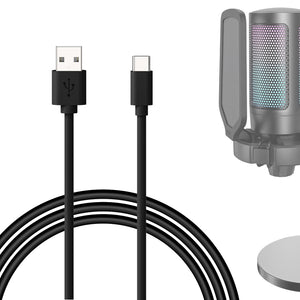 Geekria for Creators Type C to USB A Microphone Cable 6.6 ft / 2 M, Compatible with FIFINE AmpliGame A6, HyperX QuadCast S, SoloCast, Logitech G Yeti GX, TONOR TC30 Mic Cord (Black)