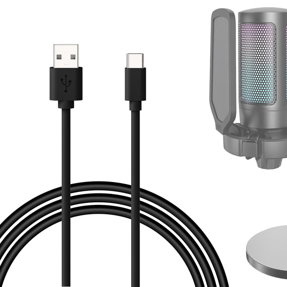 Geekria for Creators Type C to USB A Microphone Cable 6.6 ft / 2 M, Compatible with FIFINE AmpliGame A6, HyperX QuadCast S, SoloCast, Logitech G Yeti GX, TONOR TC30 Mic Cord (Black)