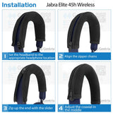 Geekria Flex Fabric Headband Cover Compatible with Jabra Elite 45h, Evolve2 65 UC, Evolve2 40 UC Headphones, Replacement Repair Part, Sweat Cover (Black)