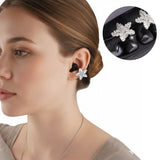 Geekria Snowflake Crystal Charm, Clip-On Earbuds Jewelry Accessories Compatible with HUAWEI FreeClip 2, TOZO OpenEarRing, SHOKZ OpenDots ONE (Silver)
