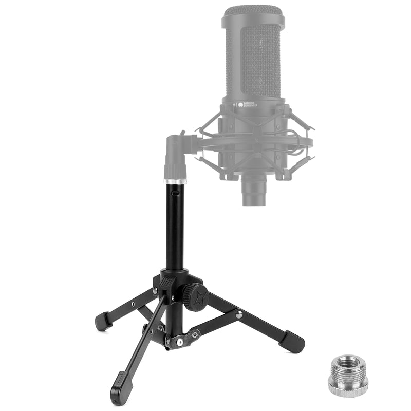 Geekria for Creators Tabletop Tripod Mic Stand Compatible with JBL Wireless Two, Sennheiser E835, E835-S, Audio-Technica