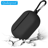 Geekria Silicone Case Cover Compatible with JBL Endurance Race 2 True Wireless Earbuds, Protective Earphones Skin Cover with Keychain Hook, Charging Port Accessible Front LED Visible (Black)