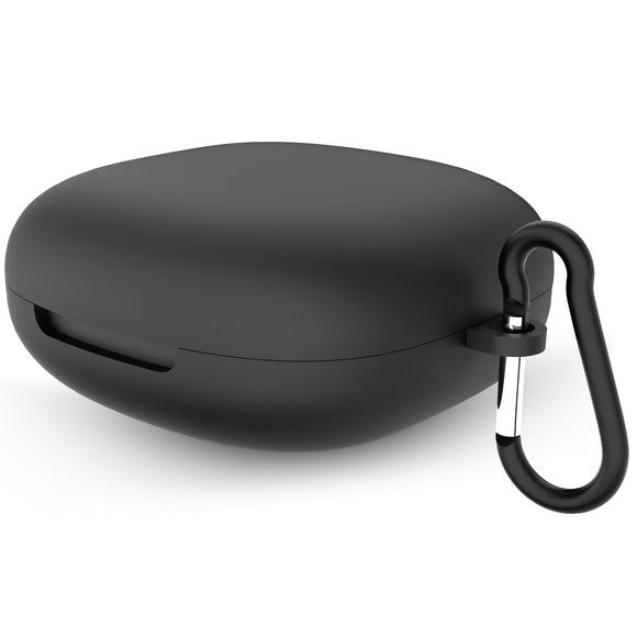 Geekria Silicone Case Cover Compatible with SHOKZ OpenFit 2 True Wireless Earbuds, Protective Earphones Skin Cover with Keychain Hook, Charging Port Accessible, Front LED Visible (Black)