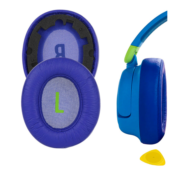 Geekria QuickFit Replacement Ear Pads for JBL JR460 Headphones Ear Cushions, Headset Earpads, Ear Cups Cover Repair Parts (Dark Blue)