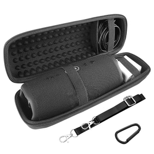 Geekria Shield Speaker Case Compatible with JBL Charge 5, Charge 4 Portable Bluetooth Speaker Case, Replacement Hard Shell Travel Carrying Bag with Cable Storage (Black)