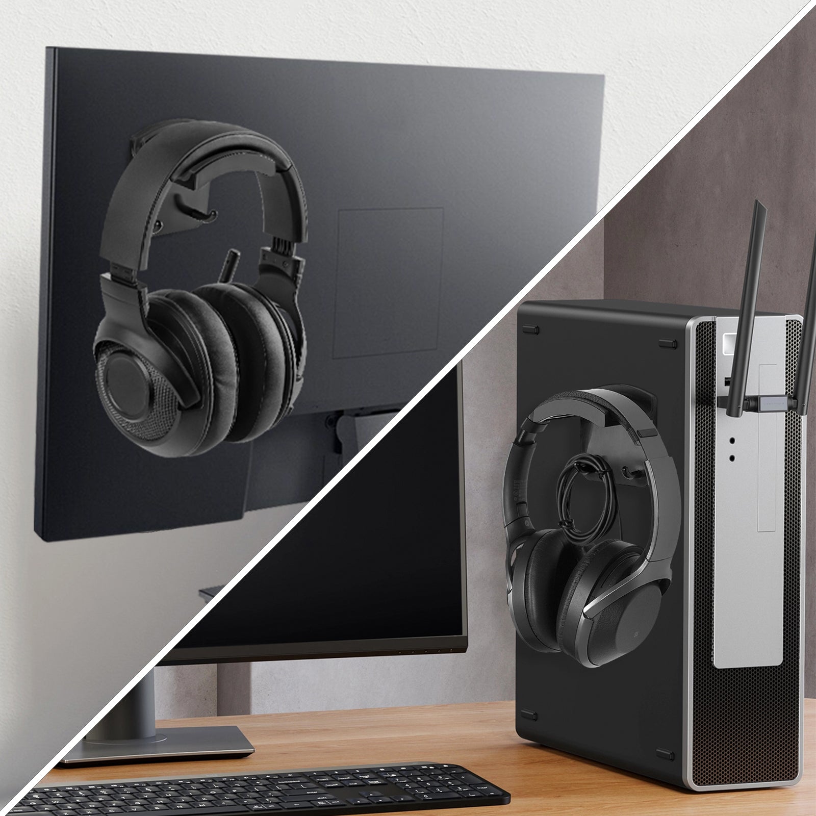 Computer Monitor Hanger Geekria Headphones Monitor Mount Hanger with Cable Organizer Hooks, Se